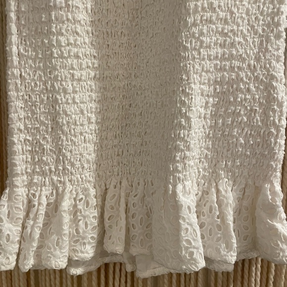 Astr The Label Desi Off The Shoukder Smocked Eyelet Mini Dress - Picture 8 of 9